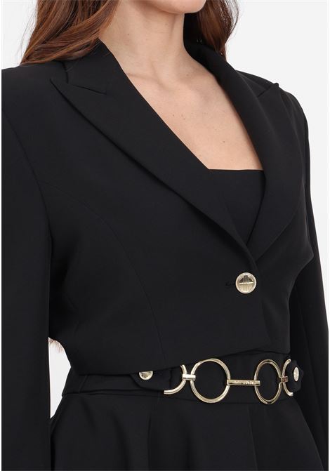 Black women's crop jacket with logo button on the front ALMA SANCHEZ | GIACCA JORDANNERO